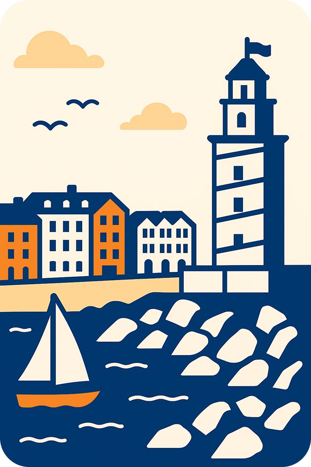 Restaurantes en A Coruña - Ilustración artística de la Torre de Hércules