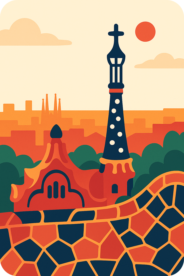 Restaurantes en Barcelona - Ilustración artística de la ciudad condal