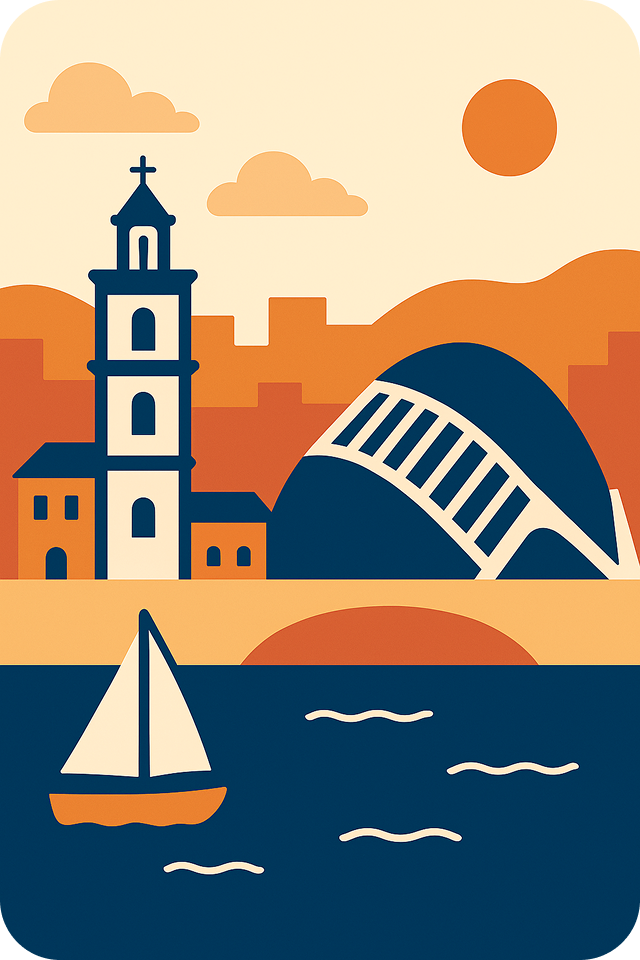 Restaurantes en Valencia - Ilustración artística de la Ciudad de las Artes y las Ciencias